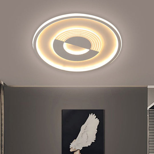16’/19.5’ Round Acrylic Ceiling Lamp - Minimalist Led Flush Mount Lighting In Warm/White