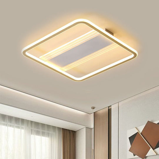 Modern Led Gold Square Ceiling Fixture With Acrylic Shade - 16.5’/20.5’ Width Semi Flush