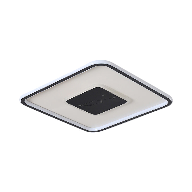 Led Bedroom Flush Mount Lighting - Minimalistic Black Ceiling Fixture With Squared Acrylic Shade