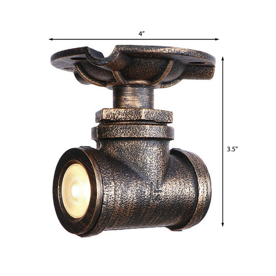 Rustic Industrial Antique Brass Water Pipe Ceiling Light With 1 Metal Semi Flush Mount - Perfect