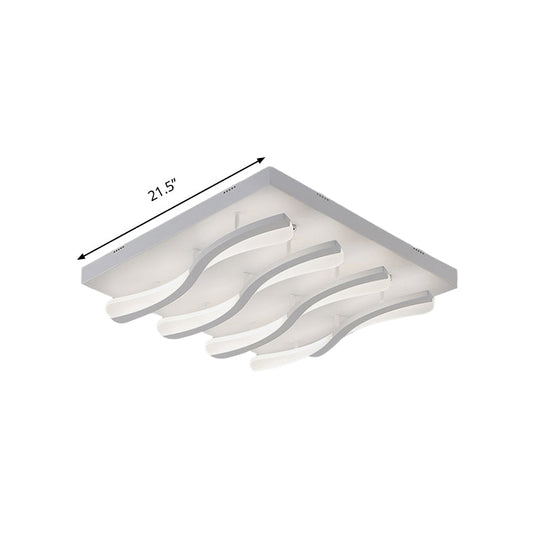 Modern Acrylic Led Flushmount Lighting - Wavy Design 21.5’/26’ Wide Ceiling Flush Light For