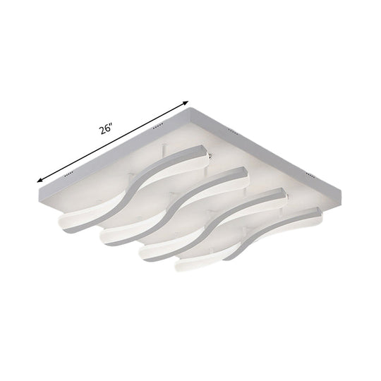 Modern Acrylic Led Flushmount Lighting - Wavy Design 21.5’/26’ Wide Ceiling Flush Light For