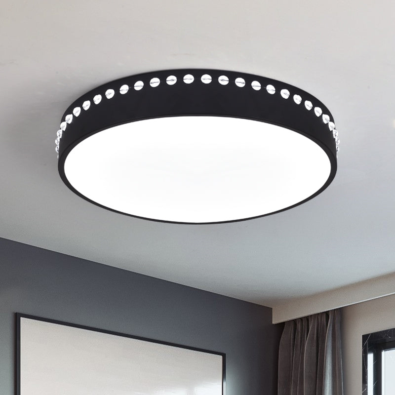 Modern Acrylic Flush Mount Drum Ceiling Light Fixture Led Black/White/Grey Warm/White