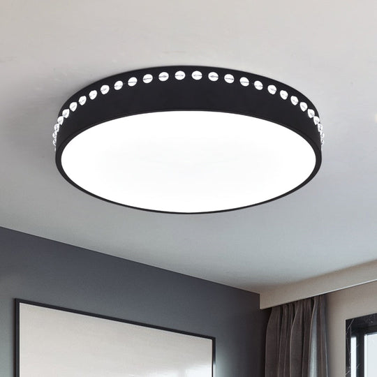 Modern Acrylic Flush Mount Drum Ceiling Light Fixture Led Black/White/Grey Warm/White 14/18/21.5 Dia