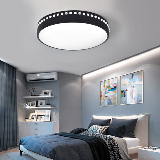 Modern Acrylic Flush Mount Drum Ceiling Light Fixture Led Black/White/Grey Warm/White