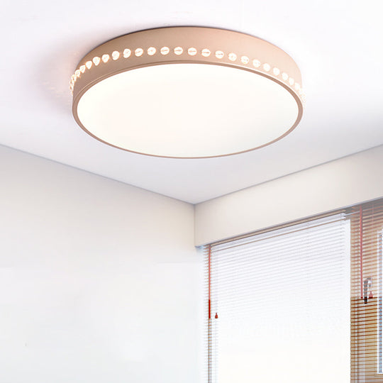 Modern Acrylic Flush Mount Drum Ceiling Light Fixture Led Black/White/Grey Warm/White 14/18/21.5 Dia