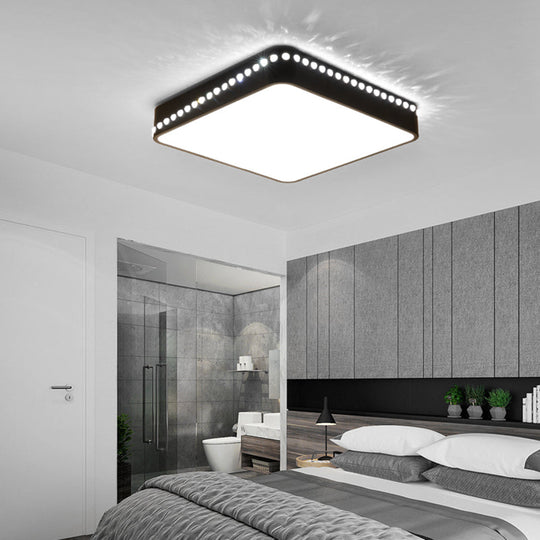 Modern Acrylic Led Ceiling Lamp With Crystal Accents - Available In Black White And Gold Finish