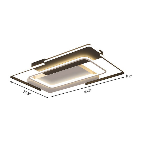 Modern Rectangular Flush Mount Led Ceiling Light In White/Warm - 35.5’/43’ Wide Ideal For