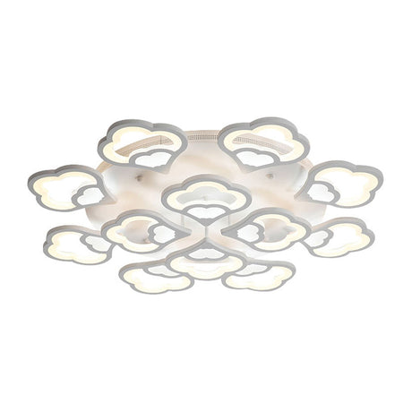 Led Flower Acrylic Ceiling Flush Light - 12 Head White Fixture With Warm/White Perfect For Bedroom
