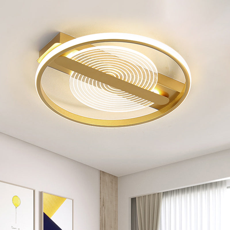 Contemporary Gold Led Flush Mount Lamp - 16.5’/20.5’ Wide Warm/White Light / 16.5’ White