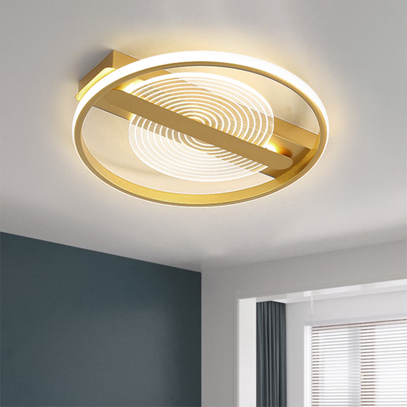 Contemporary Gold Led Flush Mount Lamp - 16.5’/20.5’ Wide Warm/White Light