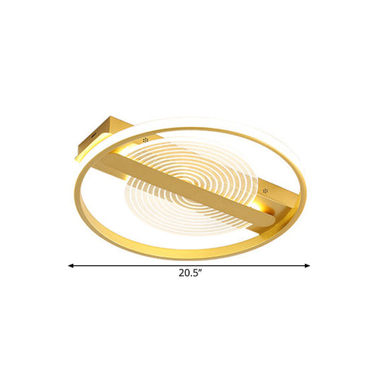 Contemporary Gold Led Flush Mount Lamp - 16.5/20.5 Wide Warm/White Light