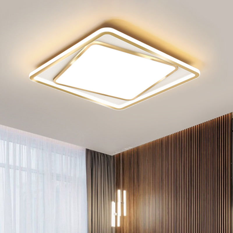 Minimalistic Metal Gold Flush Mount Lamp - 16.5’/20.5’ Wide Led Ceiling Lighting (Customizable