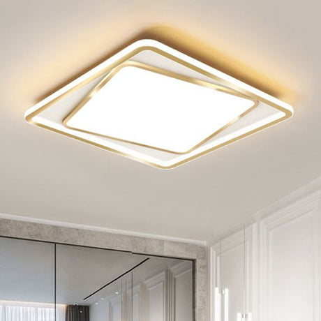 Minimalistic Metal Gold Flush Mount Lamp - 16.5’/20.5’ Wide Led Ceiling Lighting (Customizable