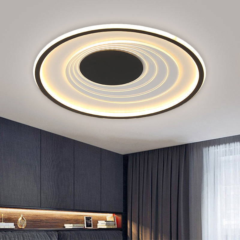 Minimalist Black/Gold Metal Flush Lamp - Led Ceiling Light In Warm/White 16’/19.5’ Width