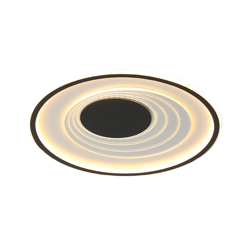 Minimalist Black/Gold Metal Flush Lamp - Led Ceiling Light In Warm/White 16’/19.5’ Width