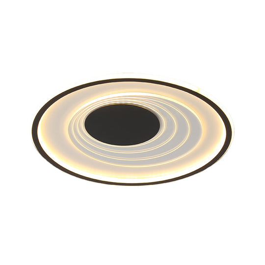 Minimalist Black/Gold Metal Flush Lamp - Led Ceiling Light In Warm/White 16’/19.5’ Width