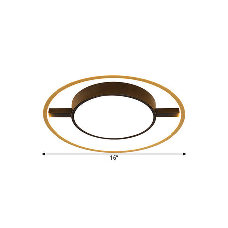 Nordic Metallic Led Ceiling Lamp - Ring And Drum Flush Mount In Warm/White Light Options Black
