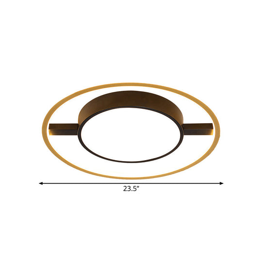 Nordic Metallic Led Ceiling Lamp - Ring And Drum Flush Mount In Warm/White Light Options Black