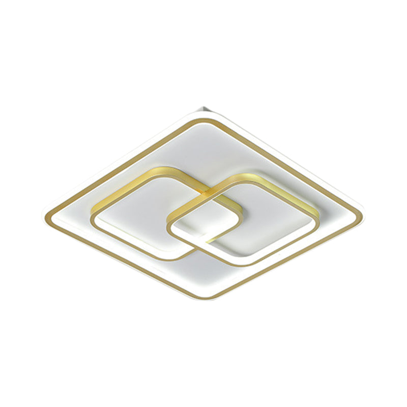 Modernist Black/Gold Square Flush Mount Lamp - 16.5/20.5 Led Metallic Ceiling Fixture In Warm/White