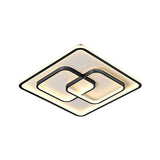 Modernist Black/Gold Square Flush Mount Lamp - 16.5/20.5 Led Metallic Ceiling Fixture In Warm/White