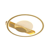 Modern Minimalistic Ceiling Lamp: Metallic Circle And Line Design Led Flush Mount Fixture For