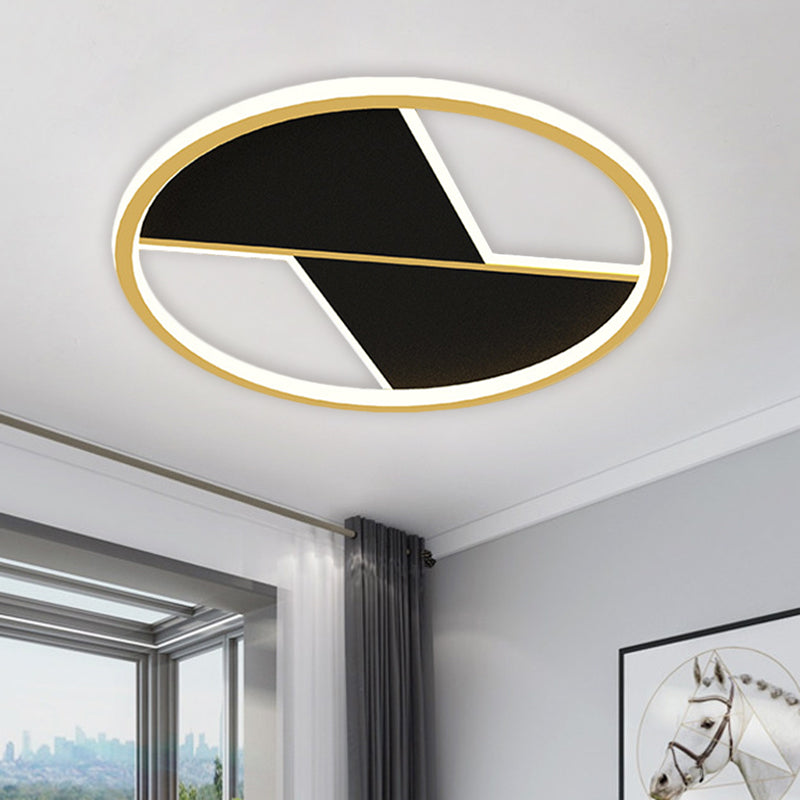 Black Splicing Flush Lamp: 16’/19.5’ Modernist Led Ceiling Light Fixture For Bedroom