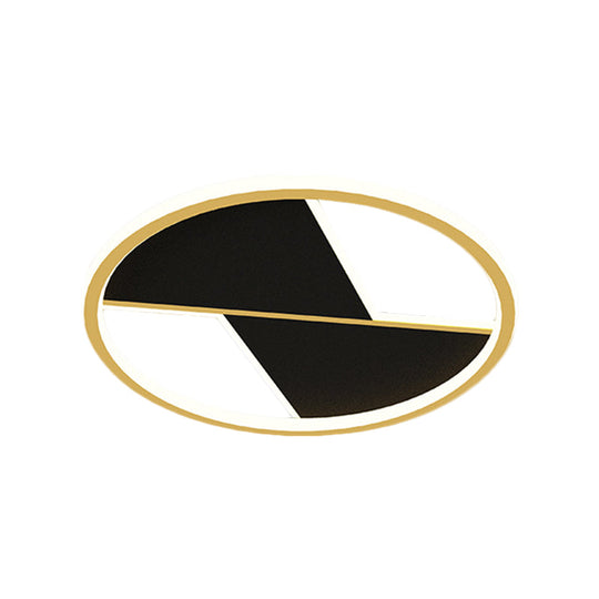 Black Splicing Flush Lamp: 16/19.5 Modernist Led Ceiling Light Fixture For Bedroom