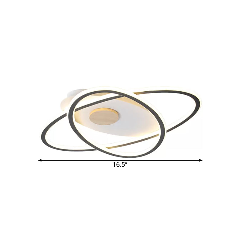 16.5’/20.5’ W Oval Acrylic Ceiling Lamp - Simplicity Led Grey Semi Flush Mount Lighting With