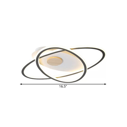 16.5’/20.5’ W Oval Acrylic Ceiling Lamp - Simplicity Led Grey Semi Flush Mount Lighting With