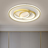 Black/Gold Metallic Crossed Ring Led Ceiling Light - Warm/White 16.5/20.5 W