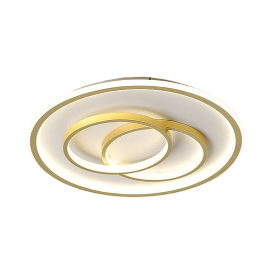 Black/Gold Metallic Crossed Ring Led Ceiling Light - Warm/White 16.5’/20.5’ W
