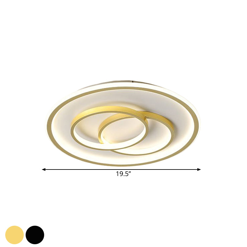 Black/Gold Metallic Crossed Ring Led Ceiling Light - Warm/White 16.5’/20.5’ W