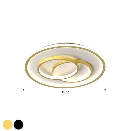 Black/Gold Metallic Crossed Ring Led Ceiling Light - Warm/White 16.5’/20.5’ W