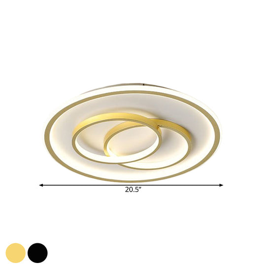 Black/Gold Metallic Crossed Ring Led Ceiling Light - Warm/White 16.5/20.5 W