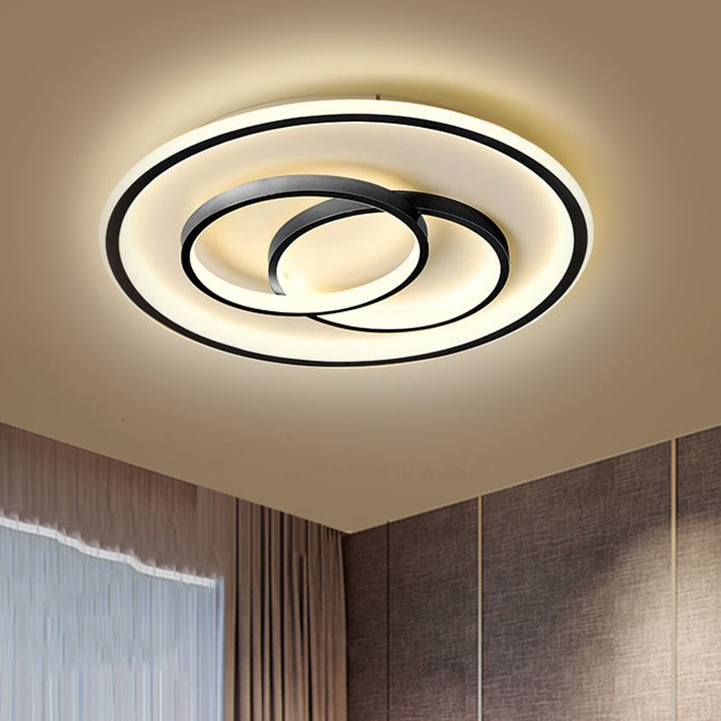 Black/Gold Metallic Crossed Ring Led Ceiling Light - Warm/White 16.5/20.5 W Black / 16.5 White
