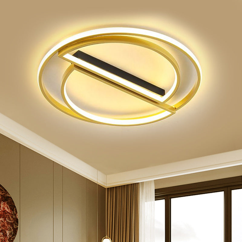 Integrated Circle Flush Led Ceiling Lamp In Black/Gold With Warm/White Light Available