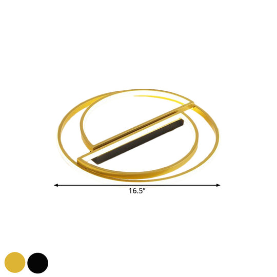Integrated Circle Flush Led Ceiling Lamp In Black/Gold With Warm/White Light Available