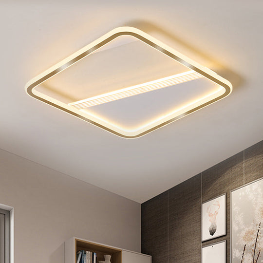 Minimal Led Flush Mount Ceiling Lamp - Gold Square 18’/21.5’ Width Warm/White Light / 18’ Warm