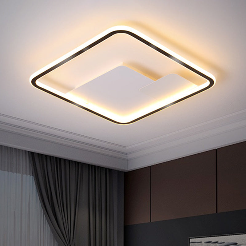 Nordic Style Led Ceiling Light Fixture - 18’/21.5’ Wide Square Design In Black Finish For