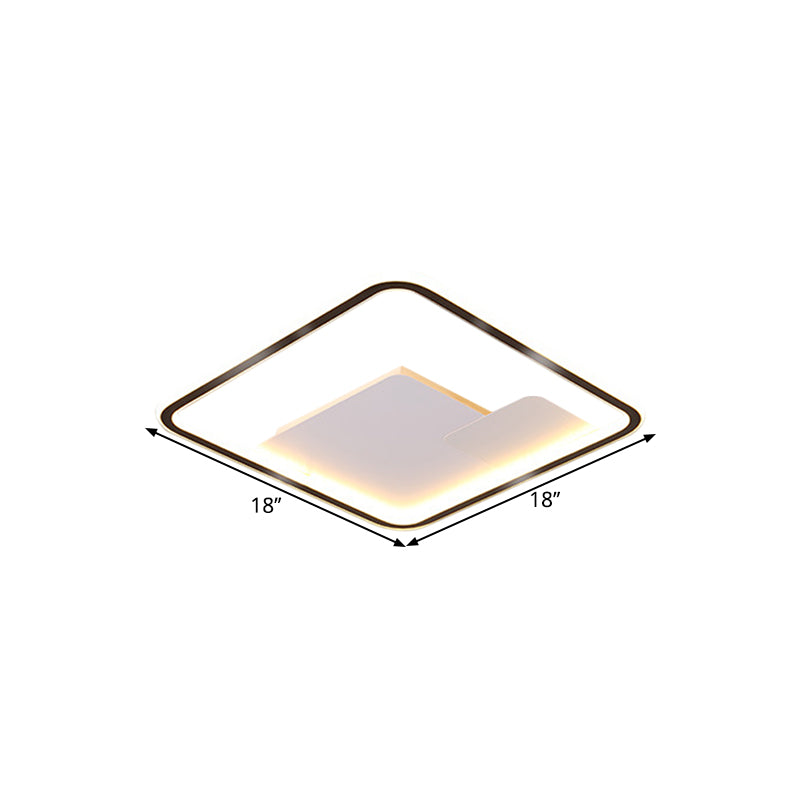 Nordic Style Led Ceiling Light Fixture - 18/21.5 Wide Square Design In Black Finish For Bedroom