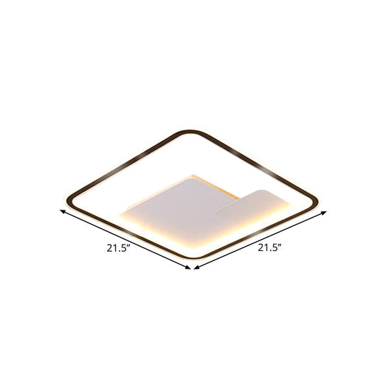 Nordic Style Led Ceiling Light Fixture - 18’/21.5’ Wide Square Design In Black Finish For
