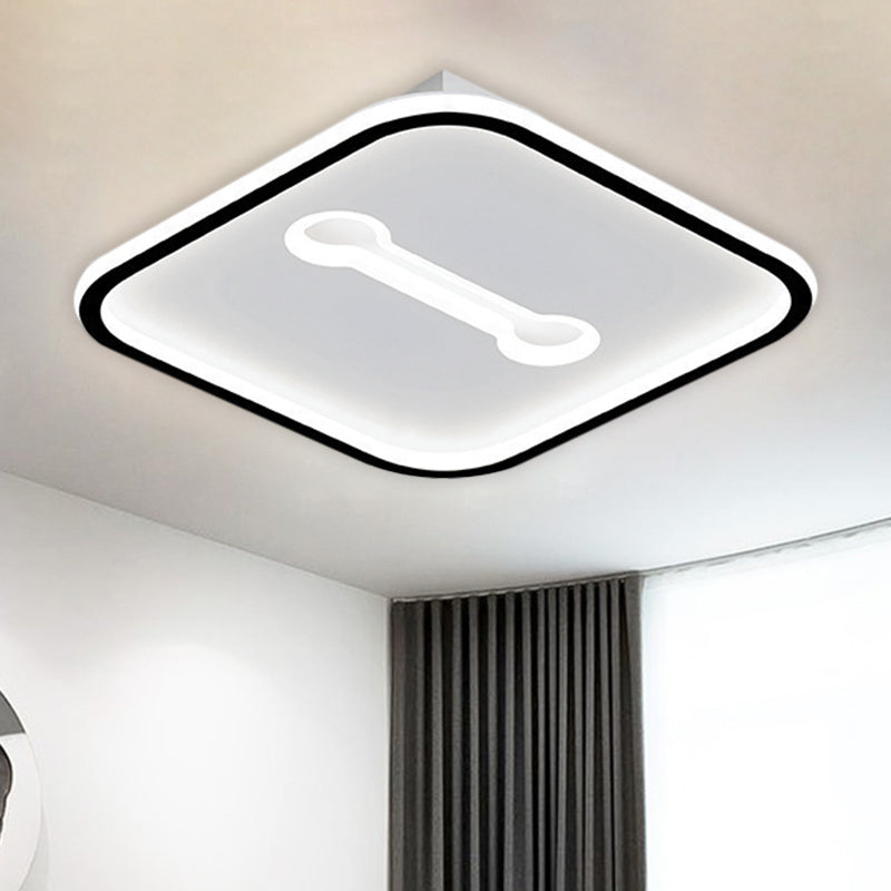 Nordic Style Black/Gold Metallic Squared Flushmount Ceiling Light Led Warm/White 16’/19.5’