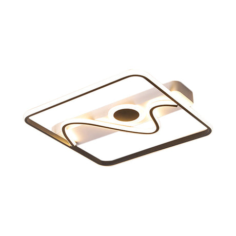 Contemporary Black Square Frame Led Flush Mount Ceiling Light - 16/19.5/23.5 Warm/White