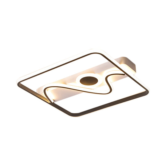 Contemporary Black Square Frame Led Flush Mount Ceiling Light - 16/19.5/23.5 Warm/White