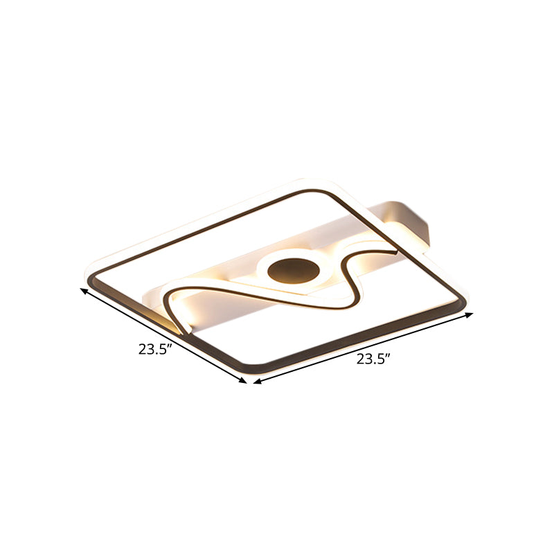 Contemporary Black Square Frame Led Flush Mount Ceiling Light - 16’/19.5’/23.5’ Warm/White