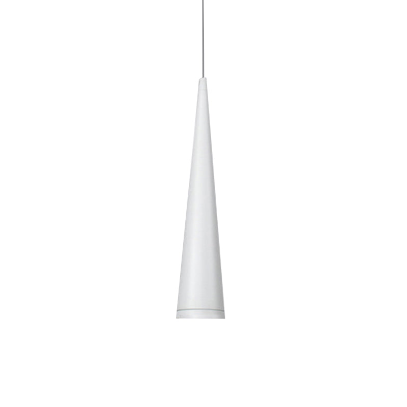 Modern White/Black Tapered Hanging Led Pendant Light For Dining Room With Warm White Illumination