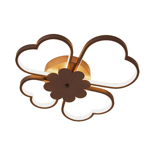 Simplicity Led Flower Ceiling Light In White/Brown - 19.5’/23.5’ Wide Warm/White/Natural