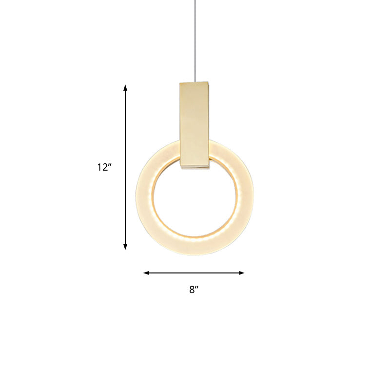 Modern Acrylic Gold Ring Pendant Light - 8’’/12’’/16’’ Dia 1-Light Ceiling Fixture