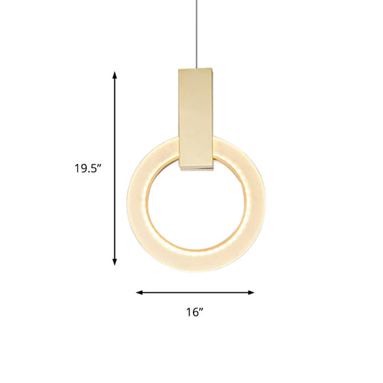 Modern Acrylic Gold Ring Pendant Light - 8’’/12’’/16’’ Dia 1-Light Ceiling Fixture